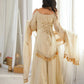 Gold Crepe Kurta Farshi Pant Set with Tassels