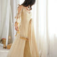Gold Crepe Kurta Farshi Pant Set with Tassels