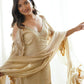 Gold Crepe Kurta Farshi Pant Set with Tassels