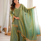 Gold Crepe Kurta Farshi Pant Set with Tassels