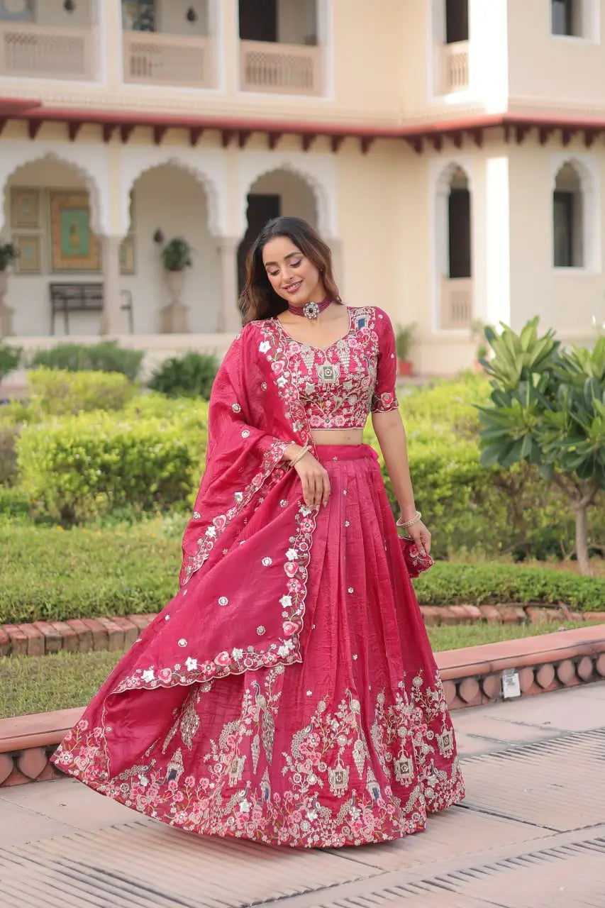 Gold Crush Embroidered Lehenga Choli Set