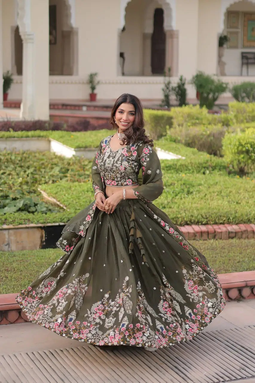 Gold Crush Embroidered Lehenga Choli Set