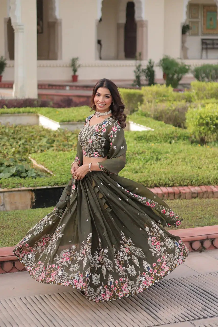 Gold Crush Embroidered Lehenga Choli Set