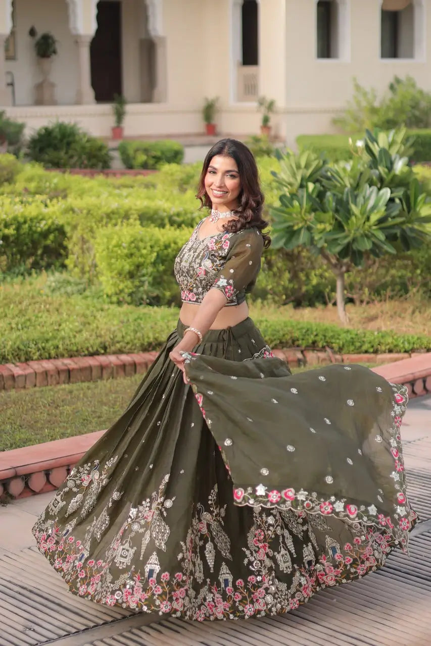 Gold Crush Embroidered Lehenga Choli Set