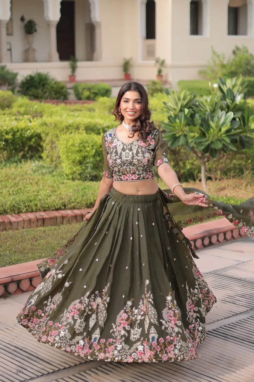 Gold Crush Embroidered Lehenga Choli Set