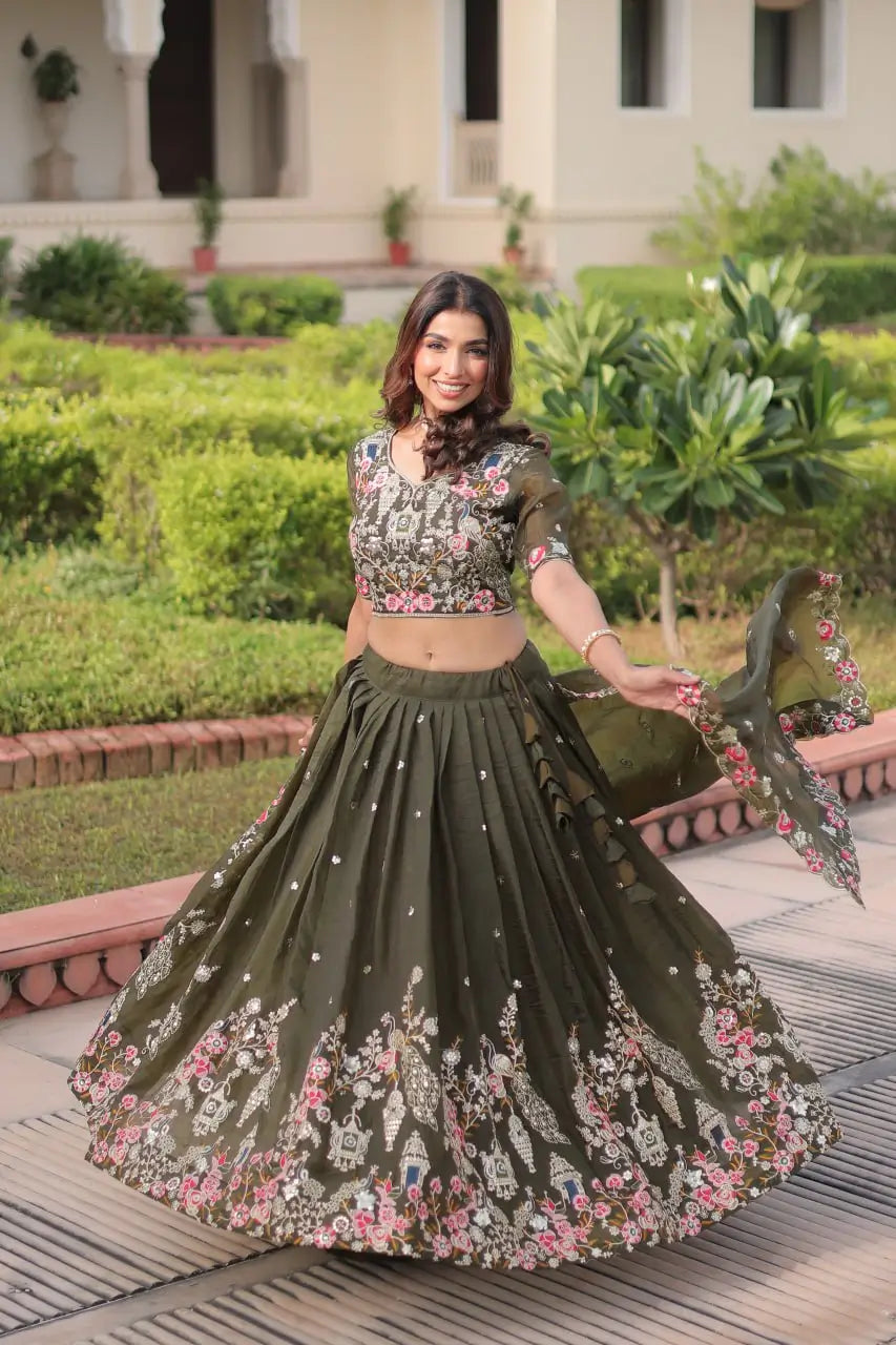 Gold Crush Embroidered Lehenga Choli Set