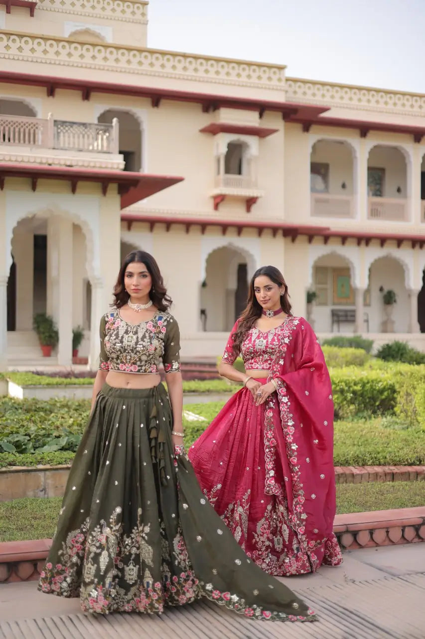 Gold Crush Embroidered Lehenga Choli Set