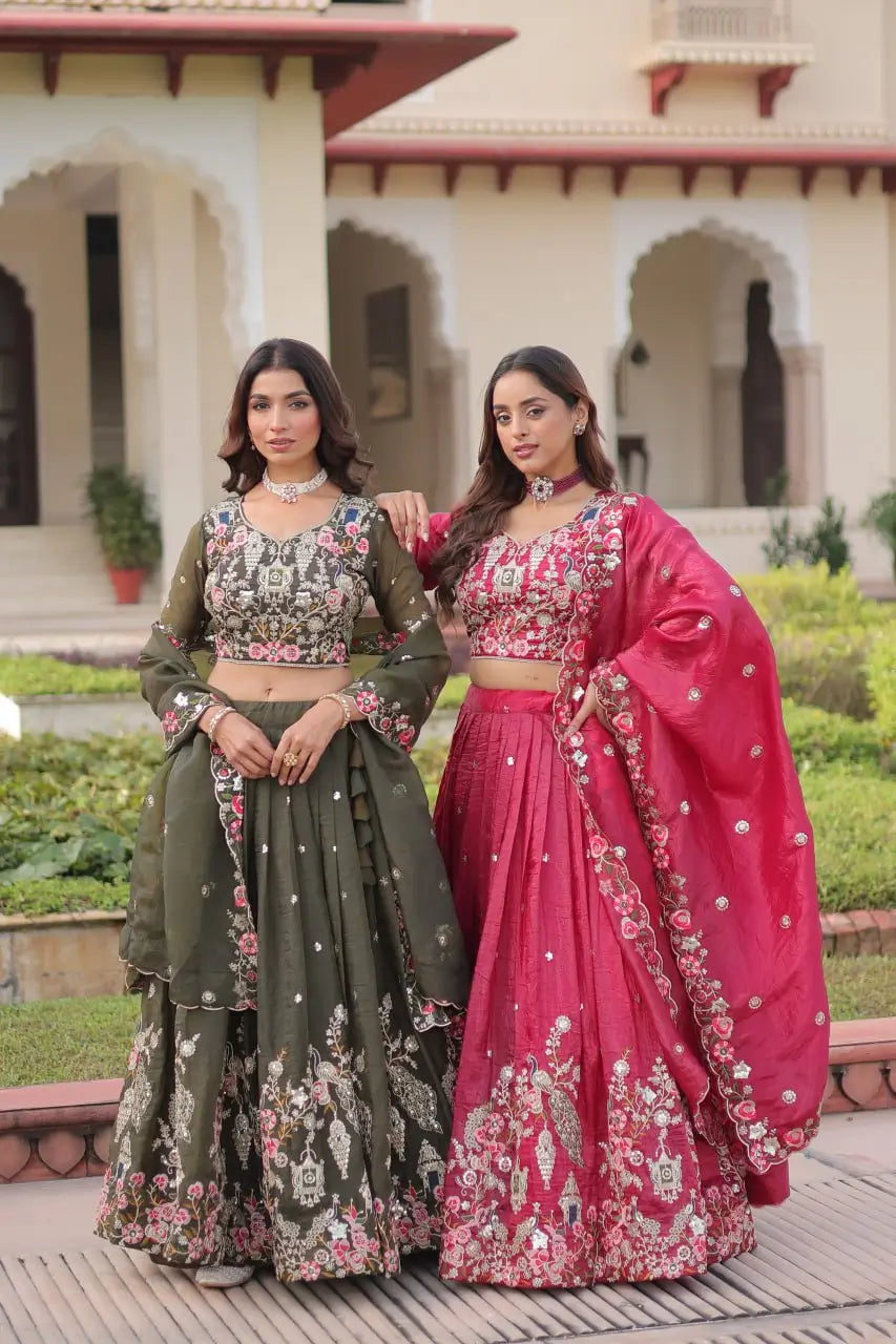 Gold Crush Embroidered Lehenga Choli Set