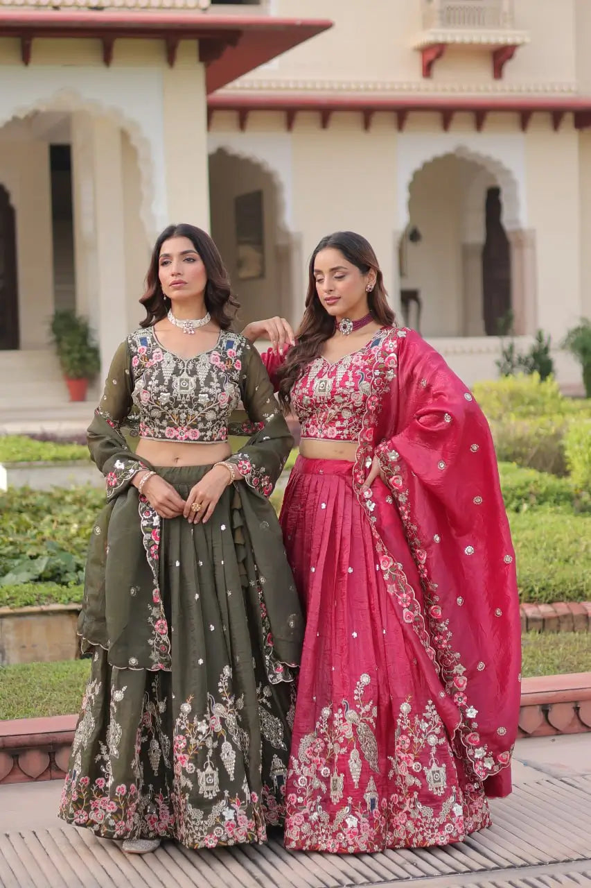 Gold Crush Embroidered Lehenga Choli Set