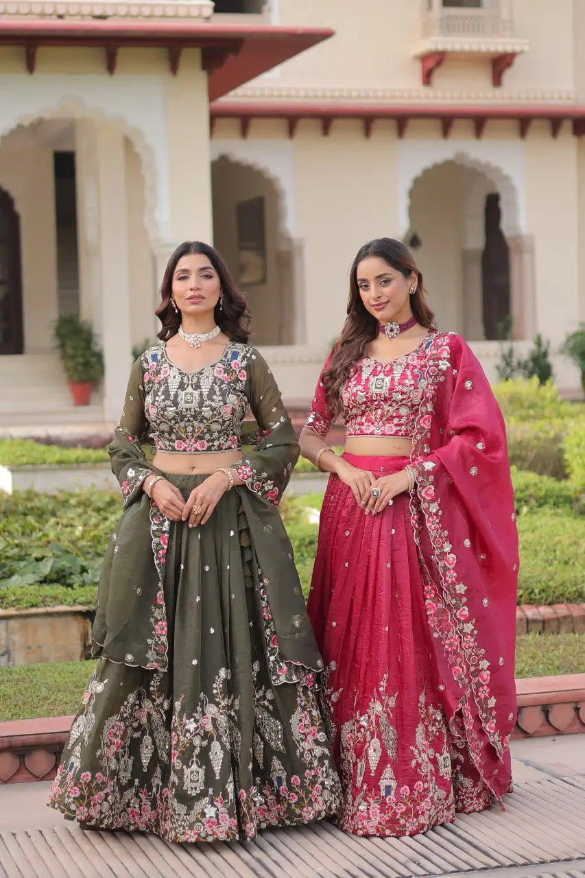 Gold Crush Embroidered Lehenga Choli Set