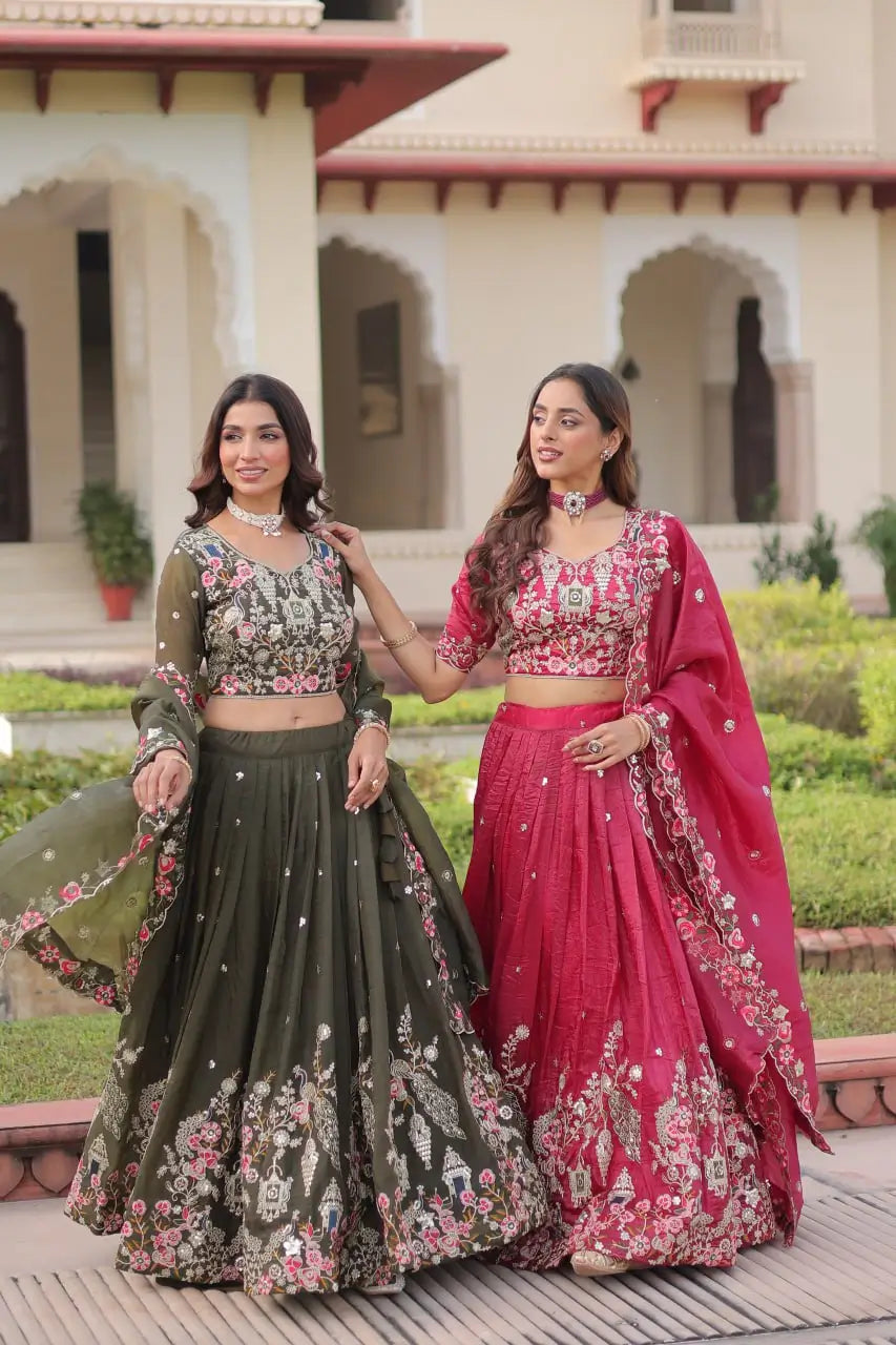 Gold Crush Embroidered Lehenga Choli Set