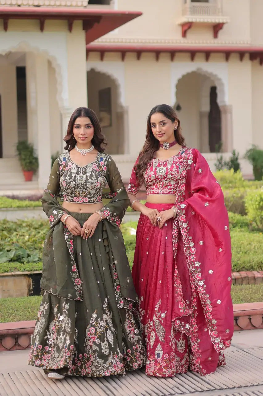 Gold Crush Embroidered Lehenga Choli Set