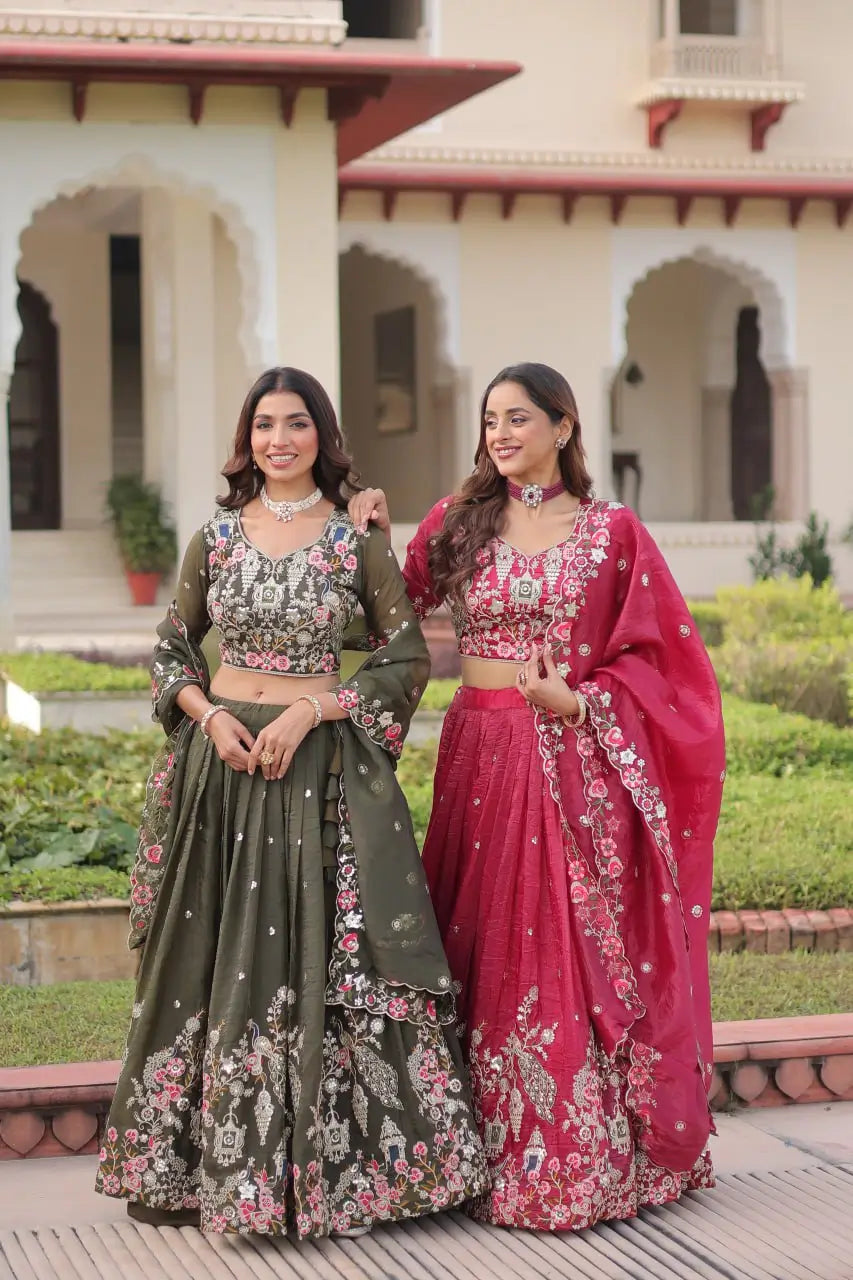 Gold Crush Embroidered Lehenga Choli Set