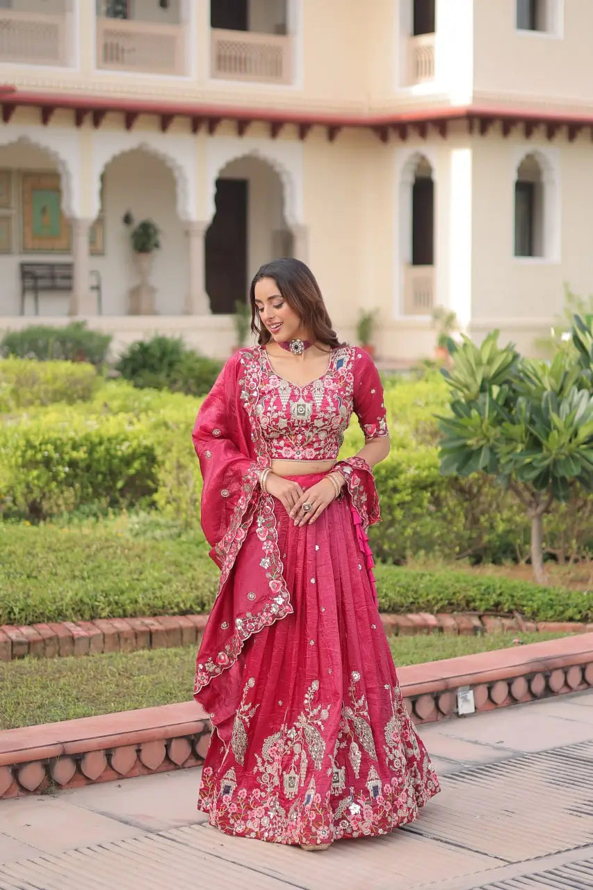 Gold Crush Embroidered Lehenga Choli Set