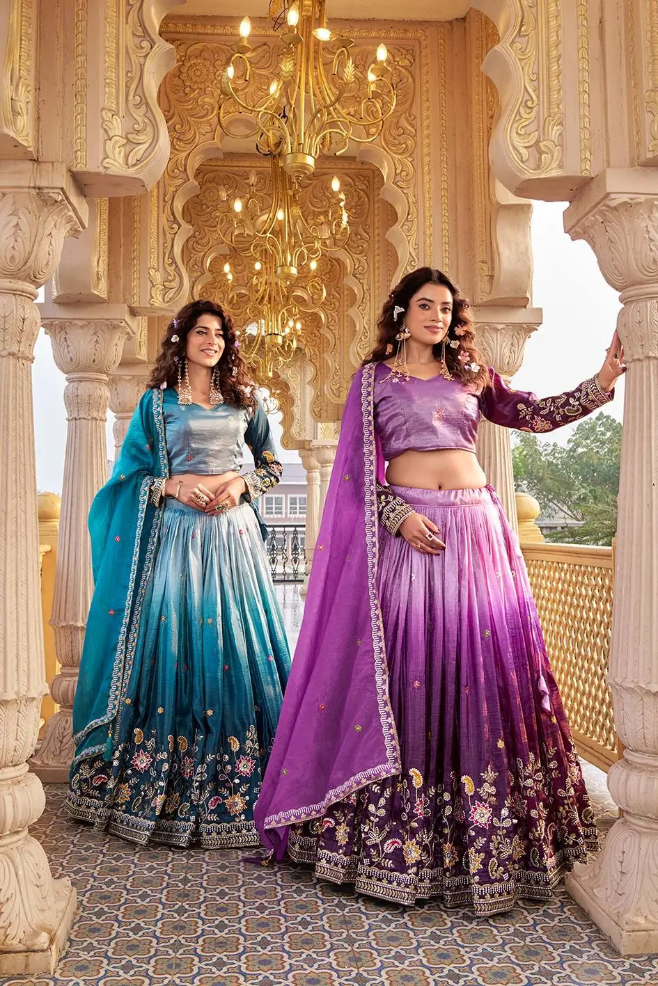 Gold Crush Embroidered Lehenga Choli Set with Dupatta