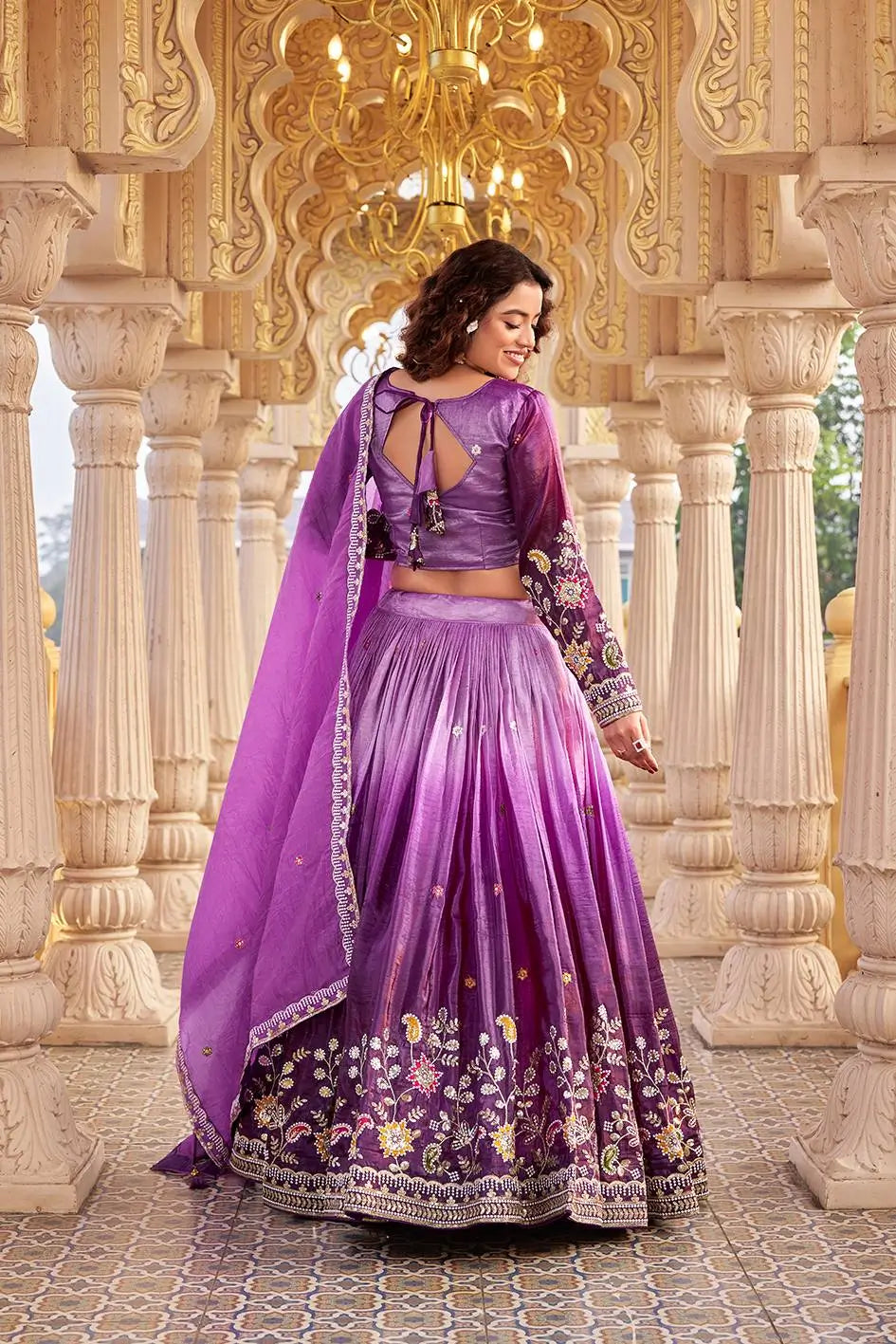 Gold Crush Embroidered Lehenga Choli Set with Dupatta