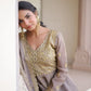 Golden Elegance Embroidered Anarkali Gown with Dupatta for Festive and Wedding Wear