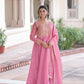 Golden Elegance Embroidered Anarkali Gown with Dupatta for Festive and Wedding Wear