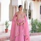 Golden Elegance Embroidered Anarkali Gown with Dupatta for Festive and Wedding Wear
