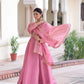 Golden Elegance Embroidered Anarkali Gown with Dupatta for Festive and Wedding Wear