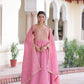 Golden Elegance Embroidered Anarkali Gown with Dupatta for Festive and Wedding Wear