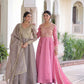 Golden Elegance Embroidered Anarkali Gown with Dupatta for Festive and Wedding Wear