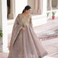 Golden Elegance Embroidered Anarkali Gown with Dupatta for Festive and Wedding Wear
