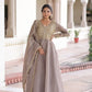 Golden Elegance Embroidered Anarkali Gown with Dupatta for Festive and Wedding Wear