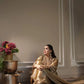 Golden Fendy Silk Embroidered Salwar Suit Set