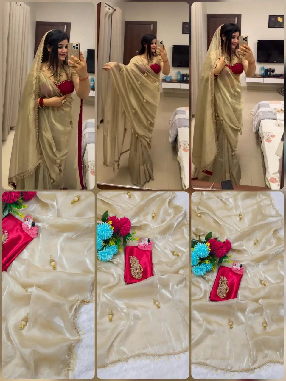 Golden Glow G Mee Satin Silk Saree for Festive and Party Wear