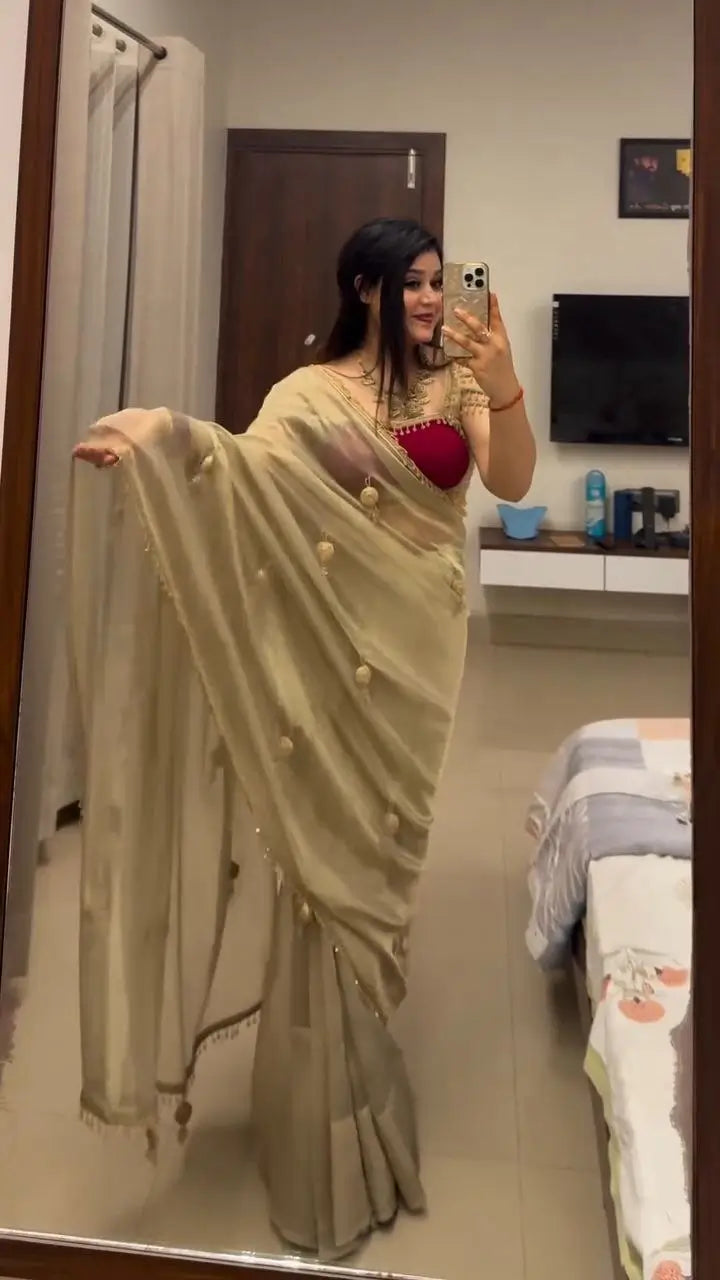 Golden Glow G Mee Satin Silk Saree for Festive and Party Wear