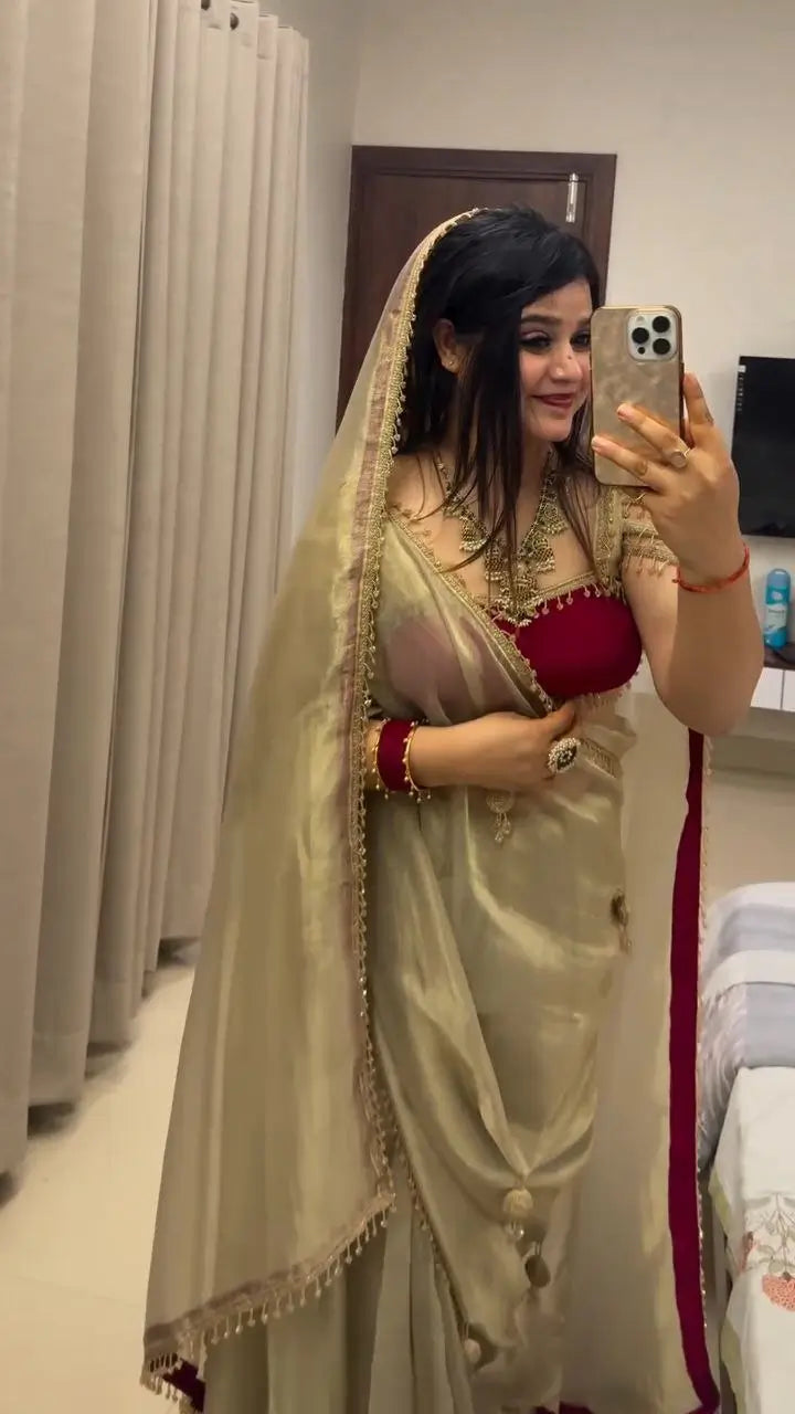 Golden Glow G Mee Satin Silk Saree for Festive and Party Wear