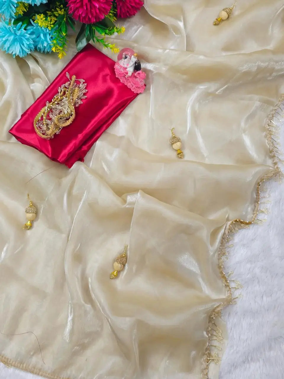 Golden Glow G Mee Satin Silk Saree for Festive and Party Wear