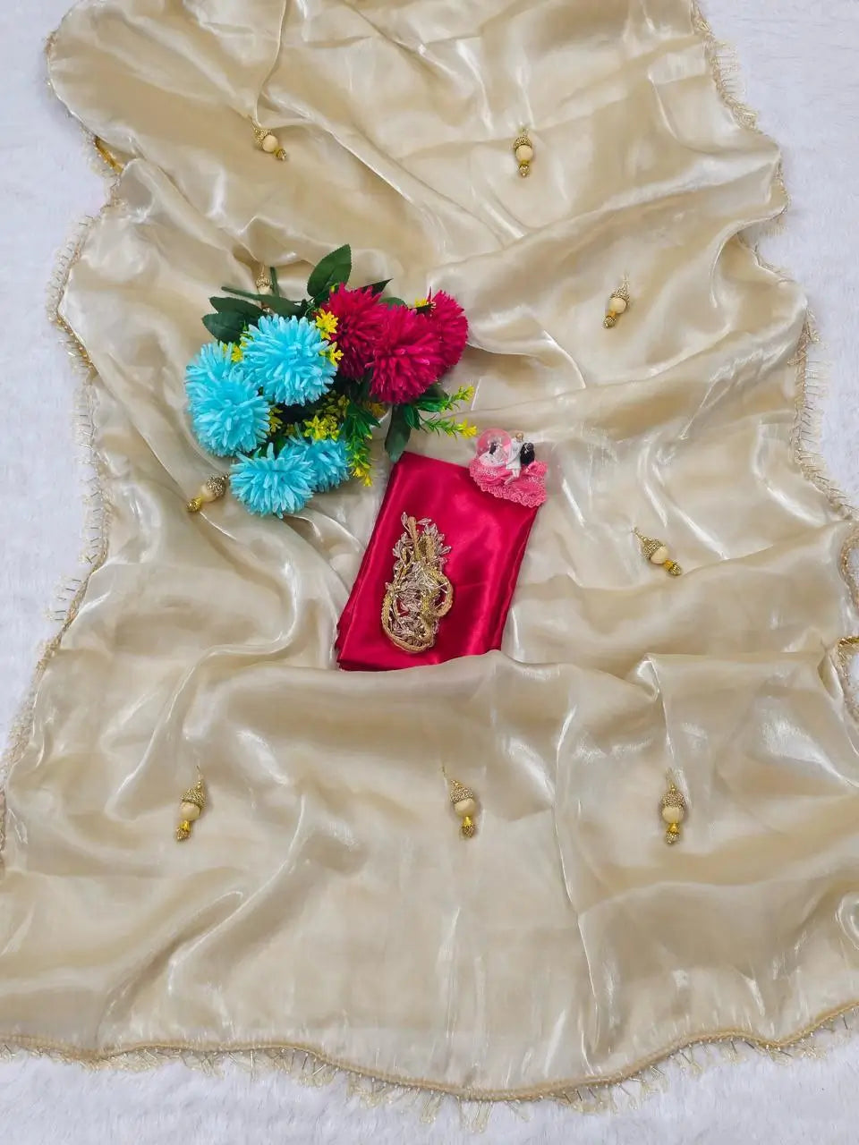 Golden Glow G Mee Satin Silk Saree for Festive and Party Wear