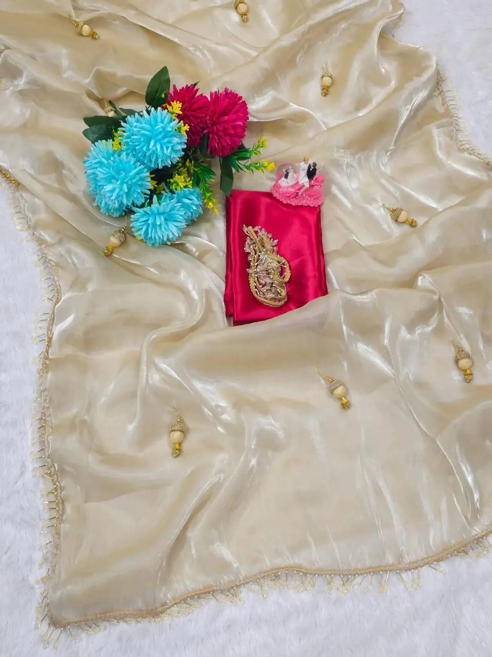 Golden Glow G Mee Satin Silk Saree for Festive and Party Wear