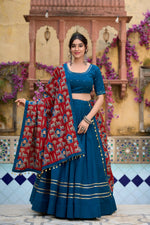 Golden Grace Pure Cotton Mirror Work Lehenga Set