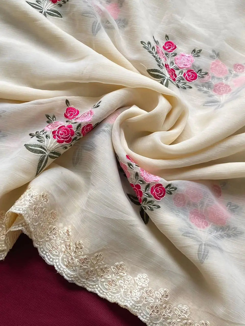 Goldy Crush Embroidered Designer Saree