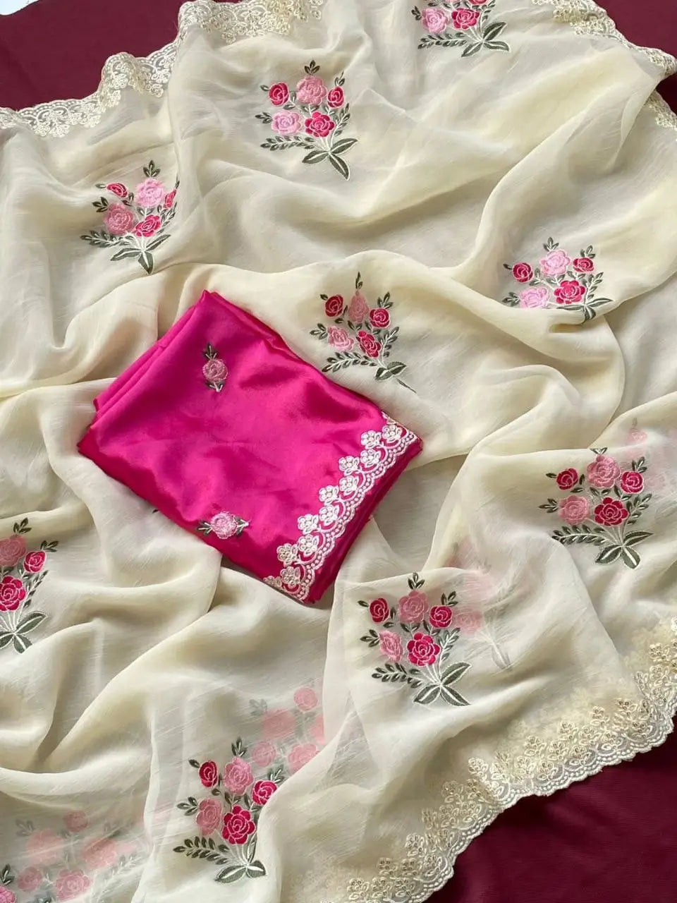 Goldy Crush Embroidered Designer Saree