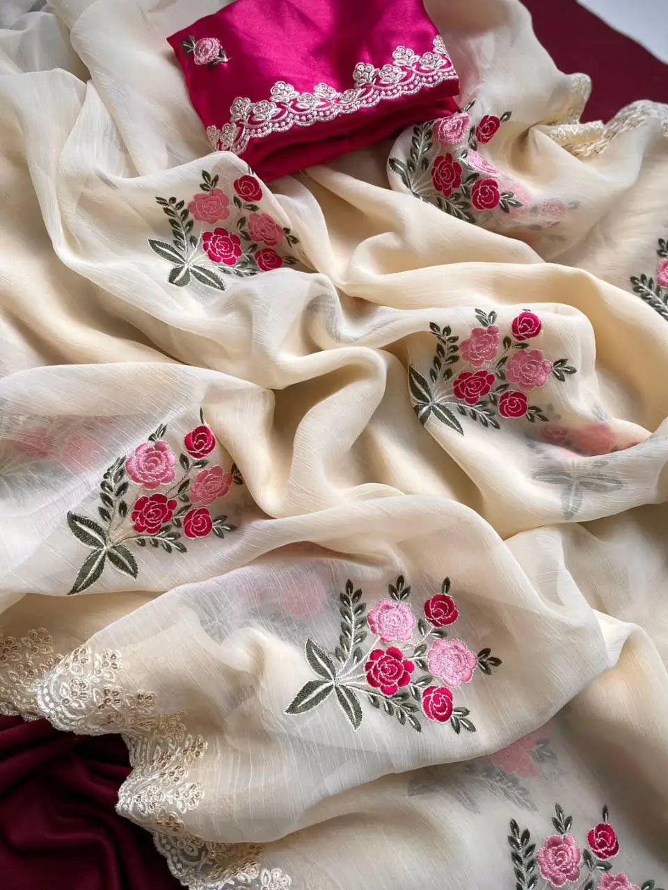 Goldy Crush Embroidered Designer Saree