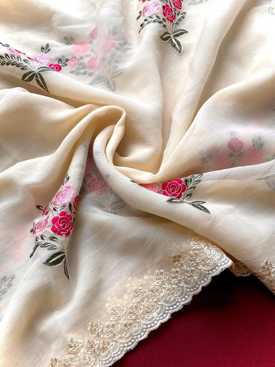 Goldy Crush Embroidered Designer Saree