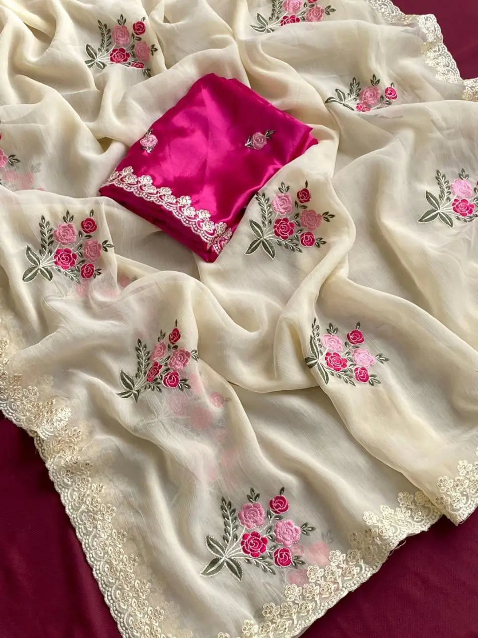 Goldy Crush Embroidered Designer Saree