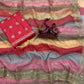 Goldy Silk Printed Saree with Zari & Sequins Embroidery
