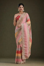 Goldy Silk Printed Saree with Zari & Sequins Embroidery