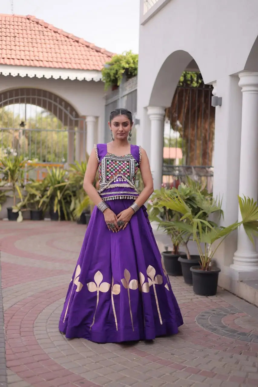 Gota Patti Mirror Crop Lehenga