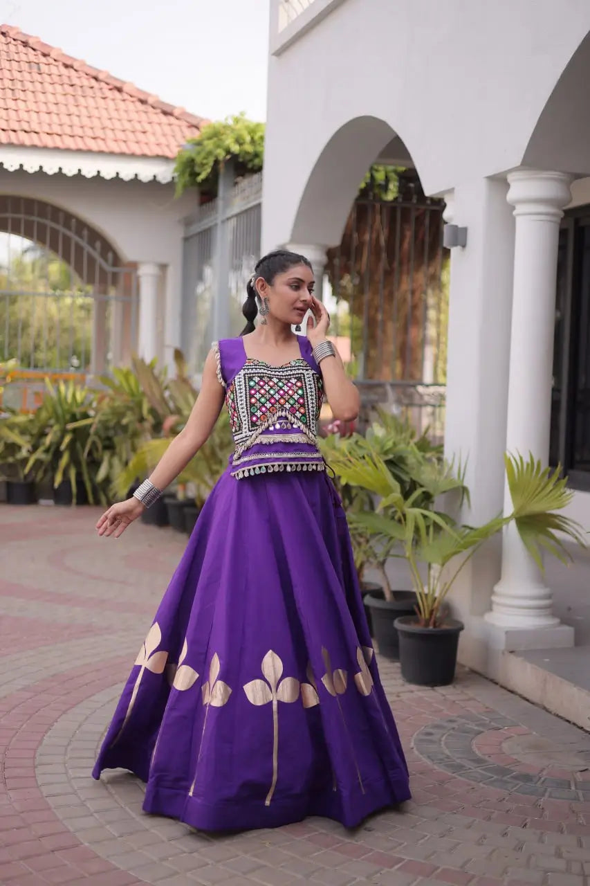 Gota Patti Mirror Crop Lehenga