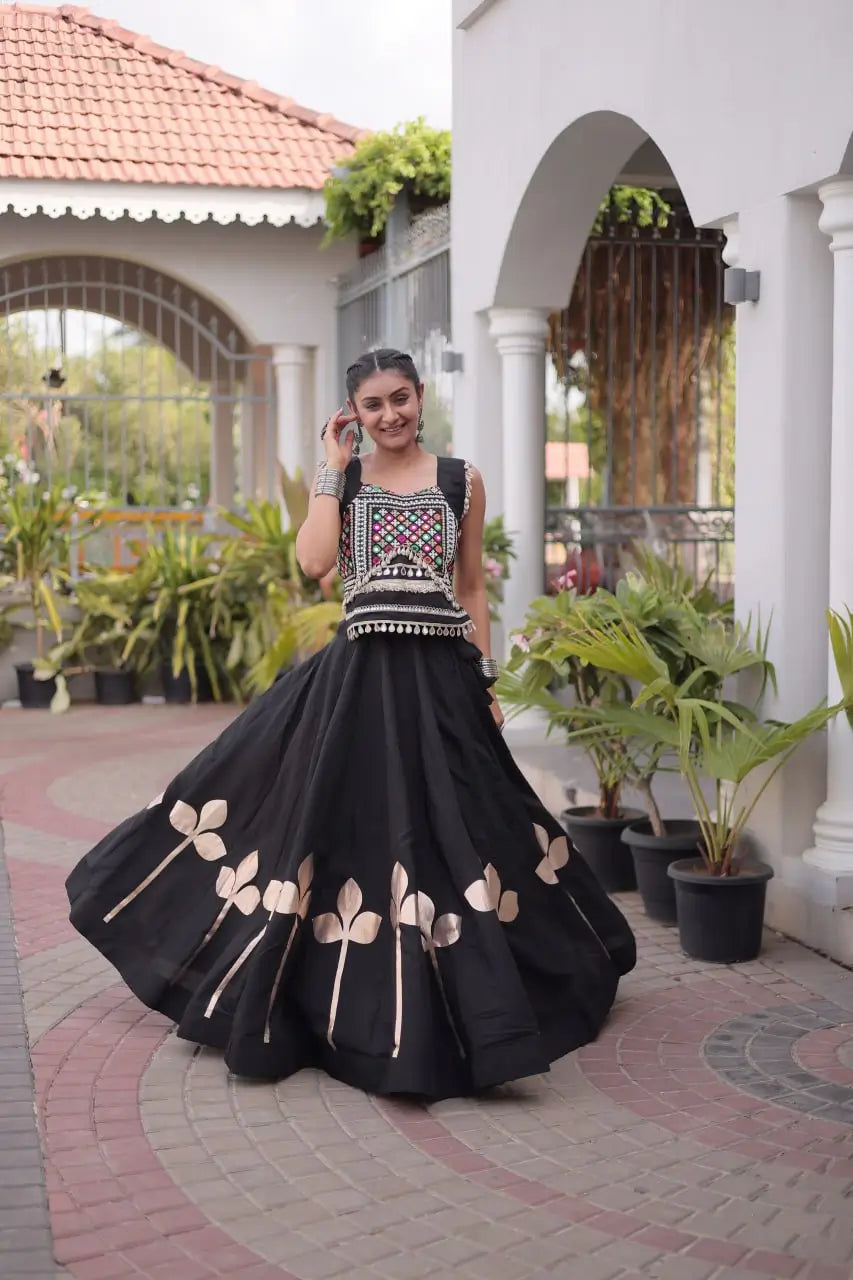 Gota Patti Mirror Crop Lehenga