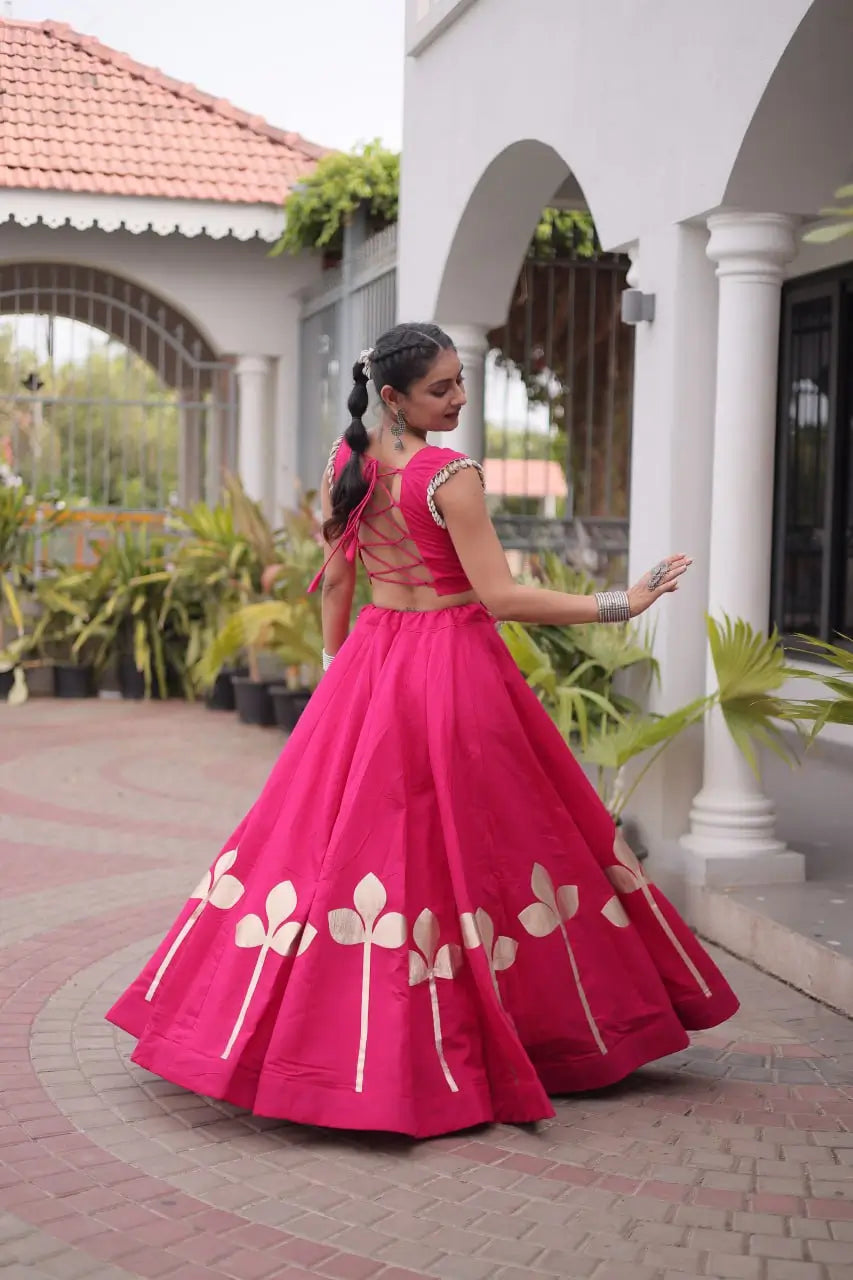 Gota Patti Mirror Crop Lehenga
