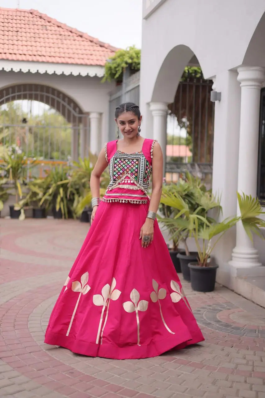 Gota Patti Mirror Crop Lehenga