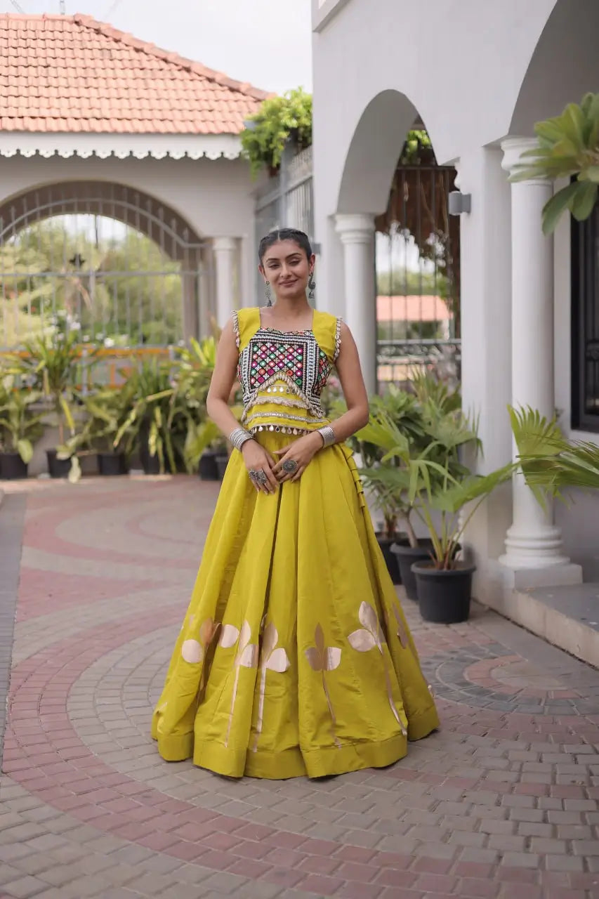 Gota Patti Mirror Crop Lehenga