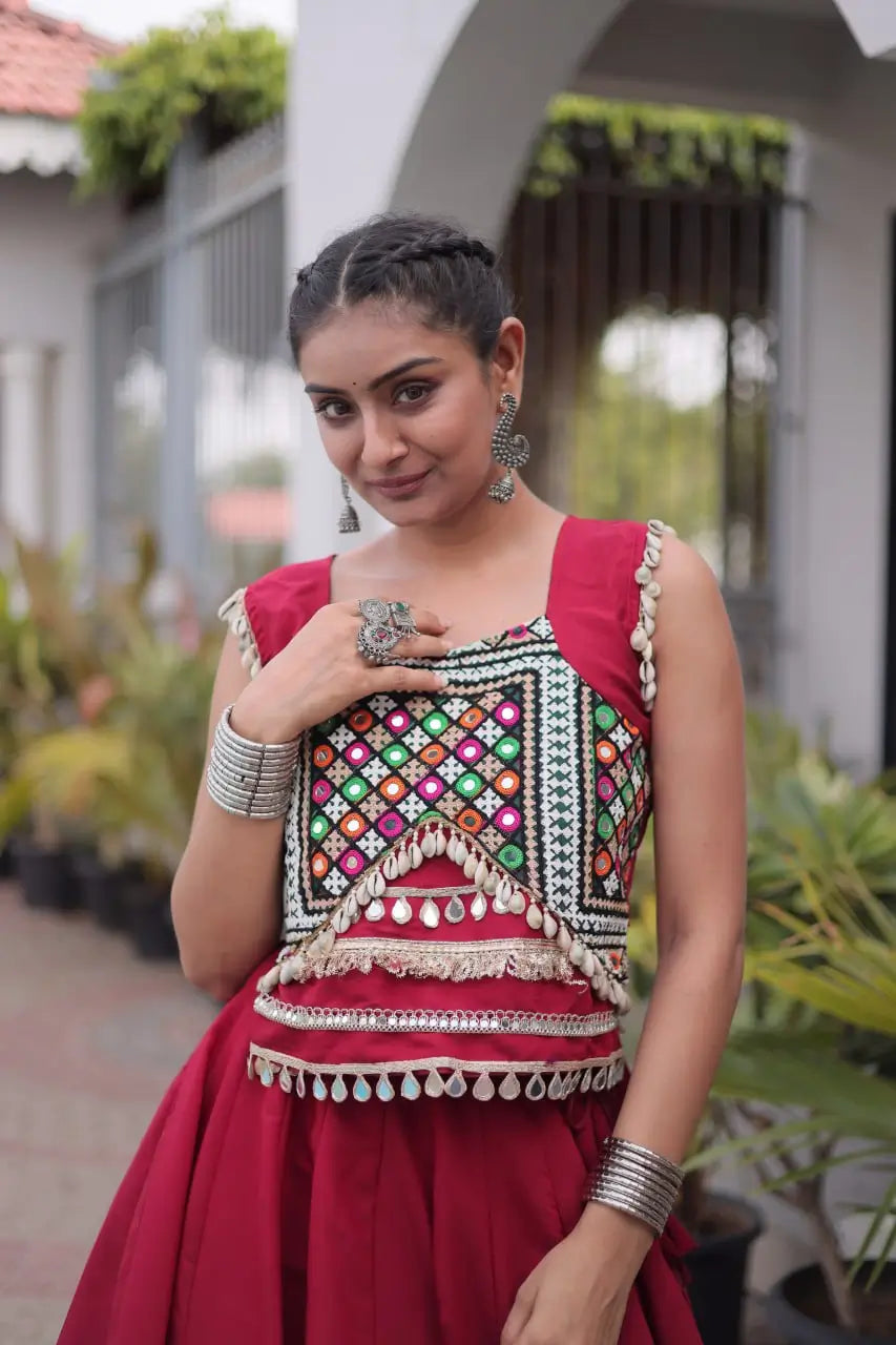 Gota Patti Mirror Crop Lehenga